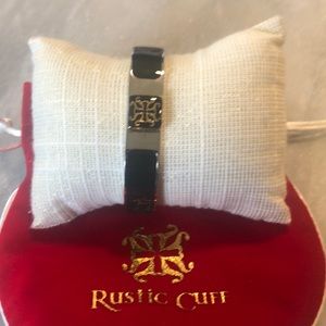 Rustic Cuff black & silver bangle bracelet new